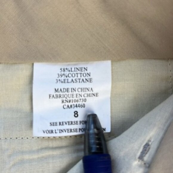 Vince Linen Trousers High Rise Slim Tapered Leg Pockets Linen Grey Pants 8 - Picture 9 of 10